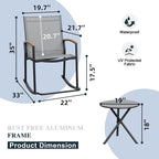 Walsunny 3 Pieces Patio Set Outdoor Patio Furniture Sets Modern Rocking Bistro Set Textilene Chair Conversation Sets Black (7609554796720)