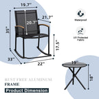 Walsunny 3 Pieces Patio Set Outdoor Patio Furniture Sets Modern Rocking Bistro Set Textilene Chair Conversation Sets Black (7609554796720)