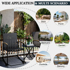 Walsunny 3 Pieces Patio Set Outdoor Patio Furniture Sets Modern Rocking Bistro Set Textilene Chair Conversation Sets Black (7609554796720)
