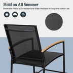Walsunny 3 Pieces Patio Set Outdoor Patio Furniture Sets Modern Rocking Bistro Set Textilene Chair Conversation Sets Black (7609554796720)