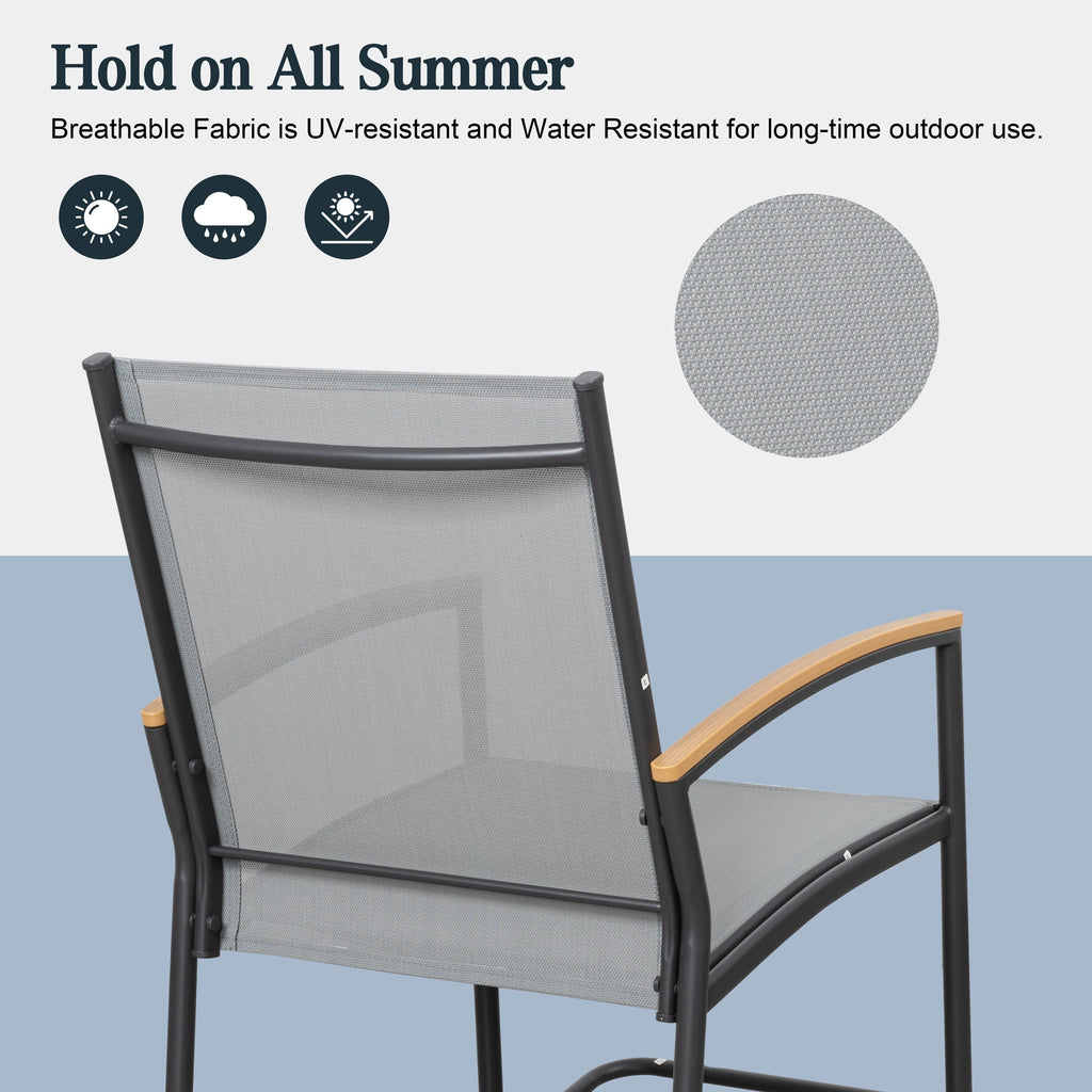 Walsunny 3 Pieces Patio Set Outdoor Patio Furniture Sets Modern Rocking Bistro Set Textilene Chair Conversation Sets Black (7609554796720)