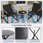 Walsunny 3 Pieces Patio Set Outdoor Patio Furniture Sets Modern Rocking Bistro Set Textilene Chair Conversation Sets Black (7609554796720)