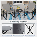 Walsunny 3 Pieces Patio Set Outdoor Patio Furniture Sets Modern Rocking Bistro Set Textilene Chair Conversation Sets Black (7609554796720)