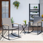 Walsunny 3 Pieces Patio Set Outdoor Patio Furniture Sets Modern Rocking Bistro Set Textilene Chair Conversation Sets Black (7609554796720)