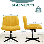 Walsunny Cross Legged Office Chair Armless Wide Chair Cross Legged Office Chair Computer Chair #color_yellow #foot_fixed-foot