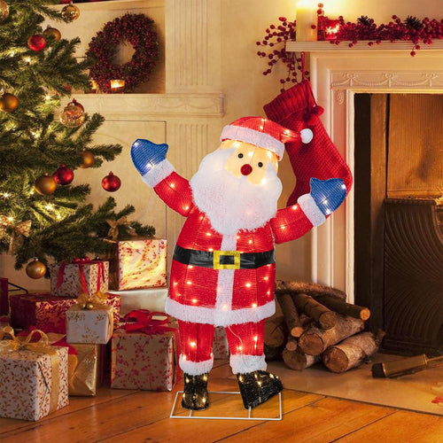 Walsunny  Christmas Standing Santa Claus 3D Super Large Lighted Holiday Displays Family Set