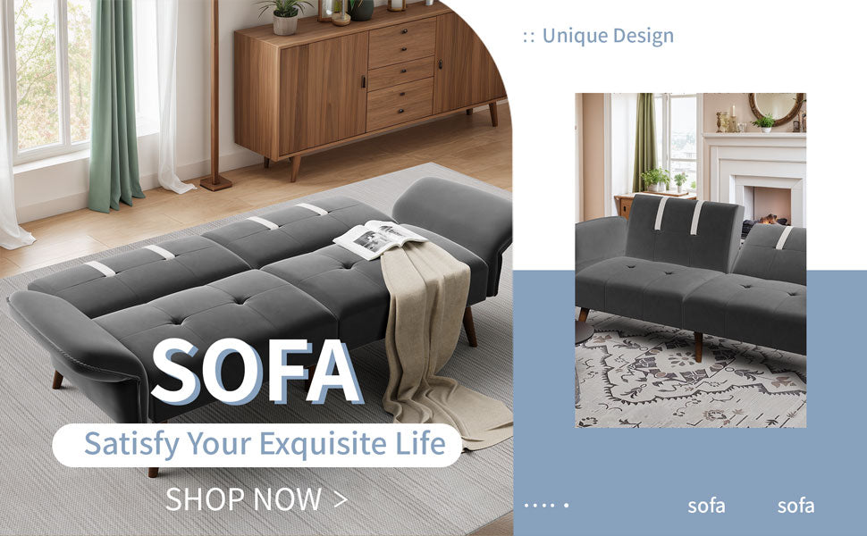 Walsunny Velvet Loveseat Sofa Couch Sofa cama for Apartments (7346697994416)