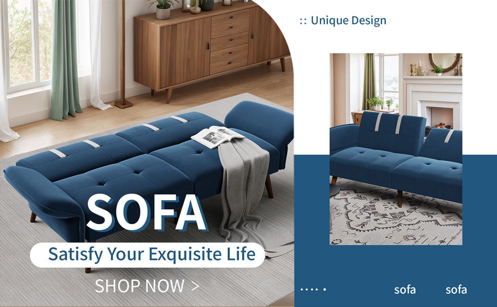 Walsunny Velvet Loveseat Sofa Couch Sofa cama for Apartments (7346697994416)