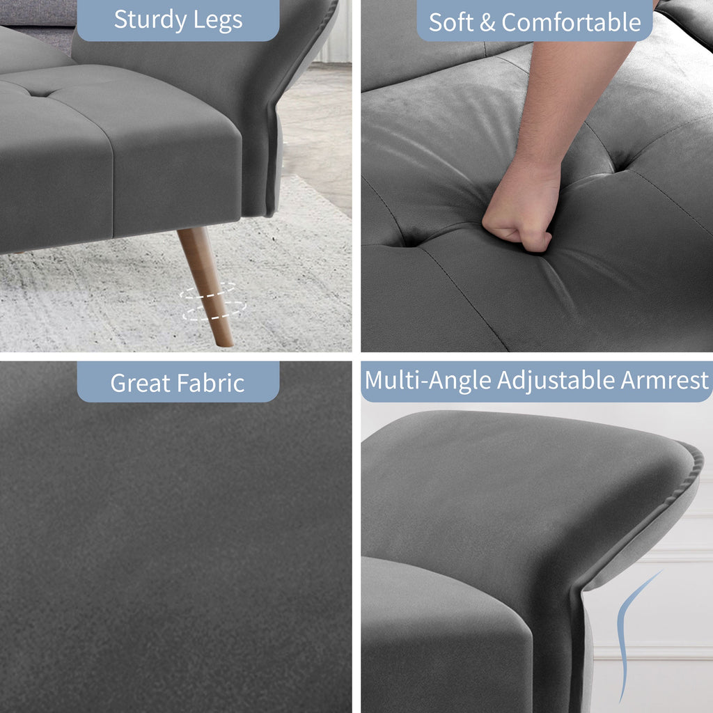 Walsunny Velvet Loveseat Sofa Couch Sofa cama for Apartments (7346697994416)