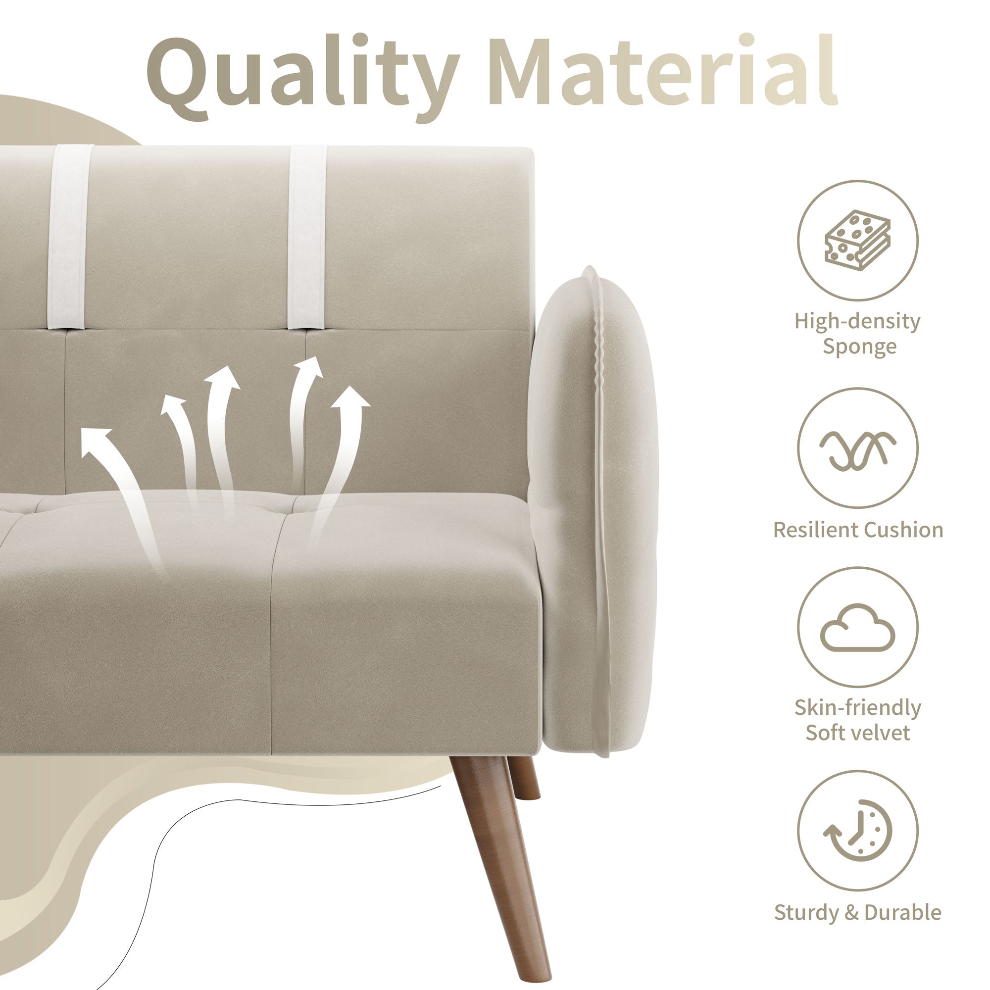 Walsunny Velvet Loveseat Sofa Couch Sofa cama for Apartments (7346697994416)