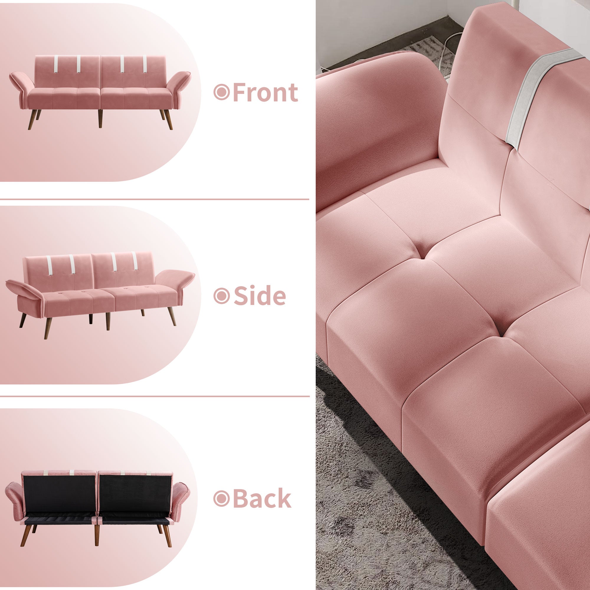 Walsunny Velvet Loveseat Sofa Couch Sofa cama for Apartments (7346697994416)