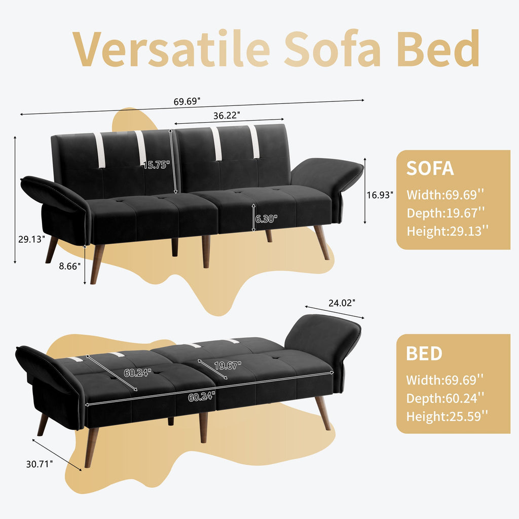 Walsunny Velvet Loveseat Sofa Couch Sofa cama for Apartments (7346697994416)