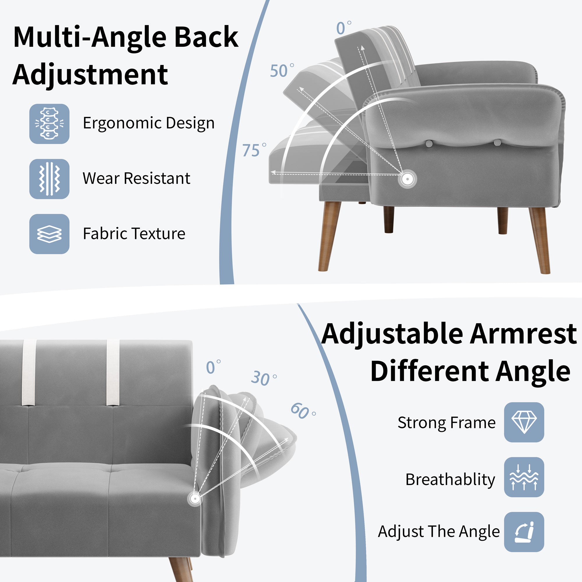 Walsunny Velvet Loveseat Sofa Couch Sofa cama for Apartments (7346697994416)