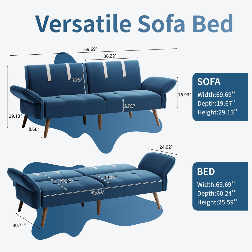Walsunny Velvet Loveseat Sofa Couch Sofa cama for Apartments (7346697994416)