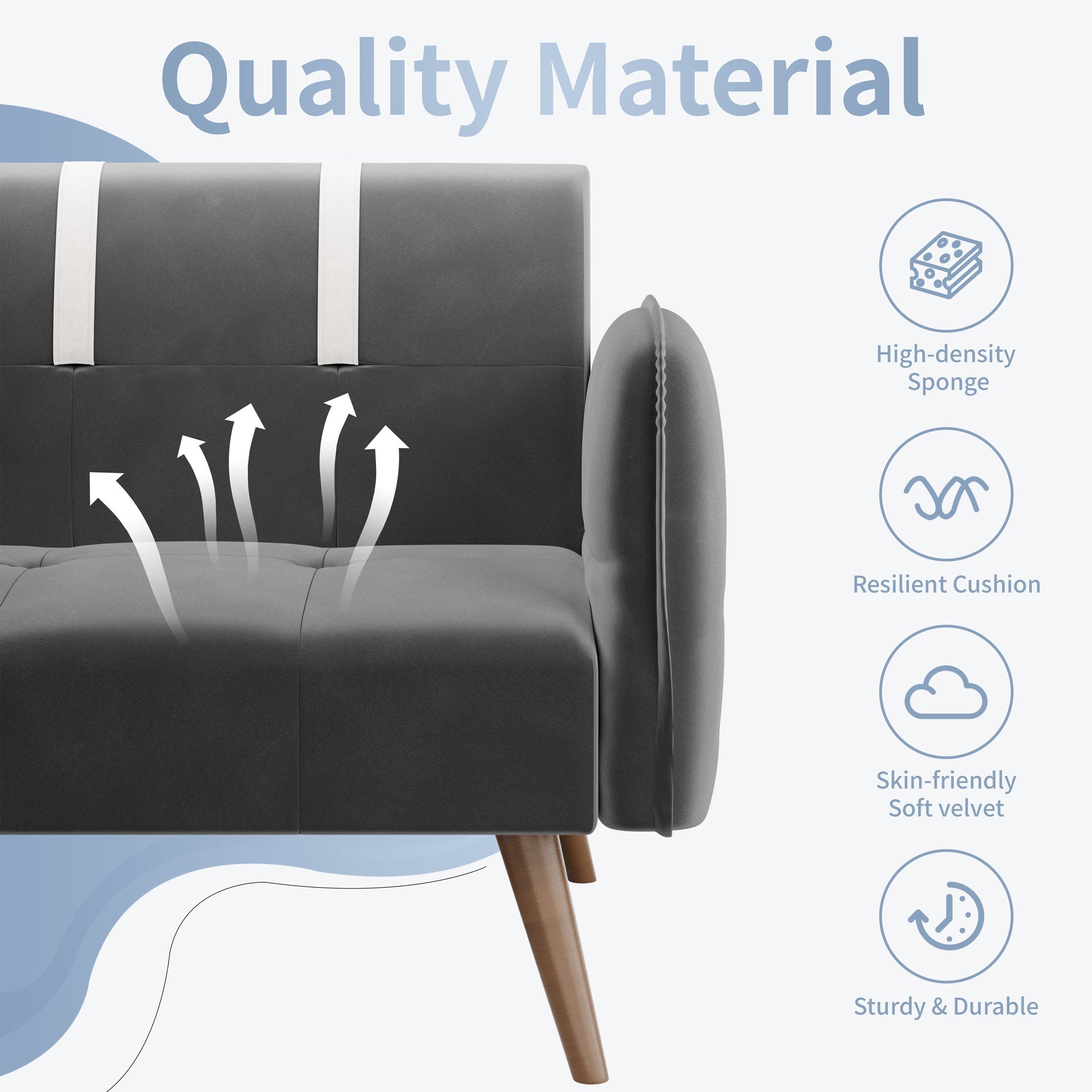 Walsunny Velvet Loveseat Sofa Couch Sofa cama for Apartments (7346697994416)
