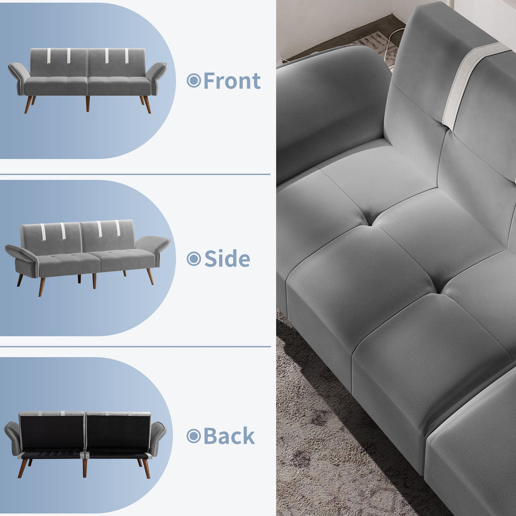 Walsunny Velvet Loveseat Sofa Couch Sofa cama for Apartments (7346697994416)