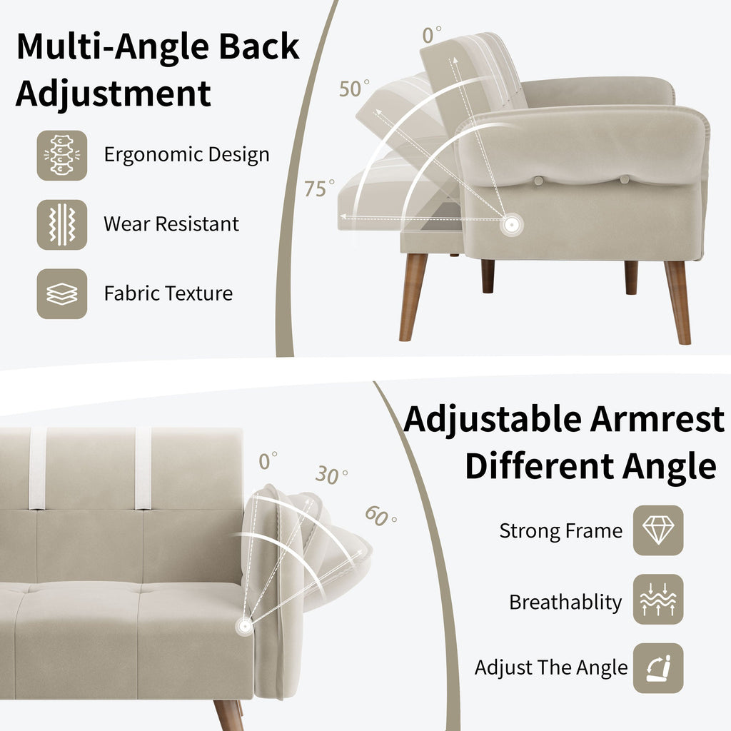 Walsunny Velvet Loveseat Sofa Couch Sofa cama for Apartments (7346697994416)