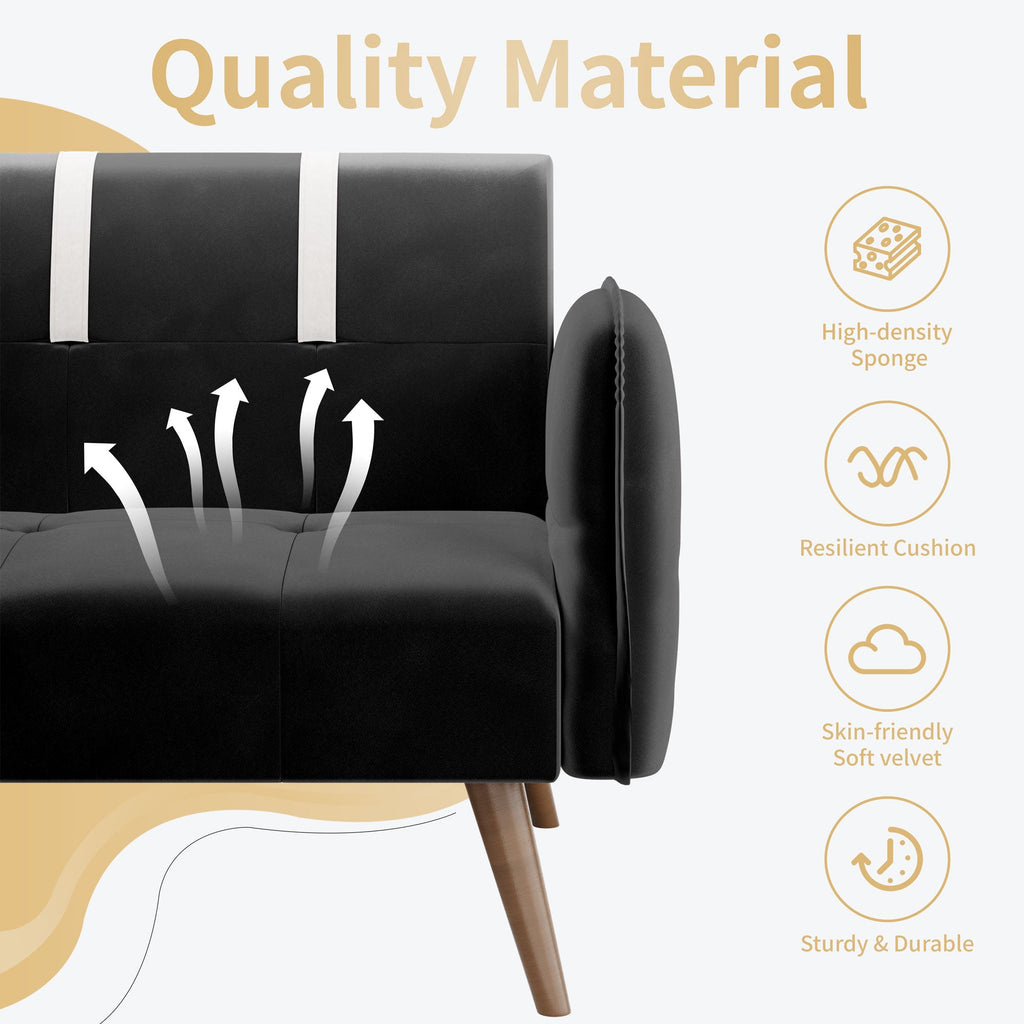 Walsunny Velvet Loveseat Sofa Couch Sofa cama for Apartments (7346697994416)