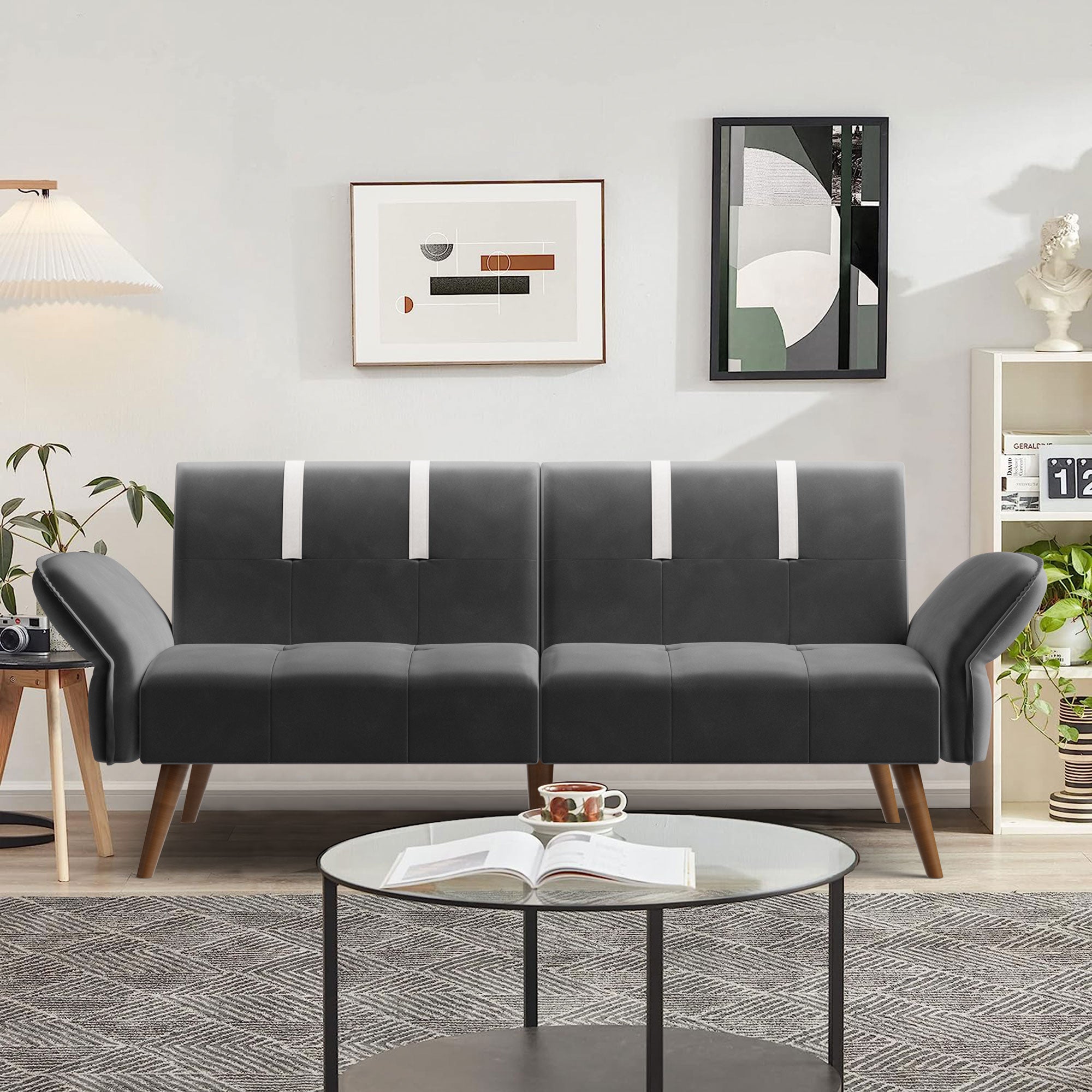 Walsunny Velvet Loveseat Sofa Couch Sofa cama for Apartments (7346697994416)