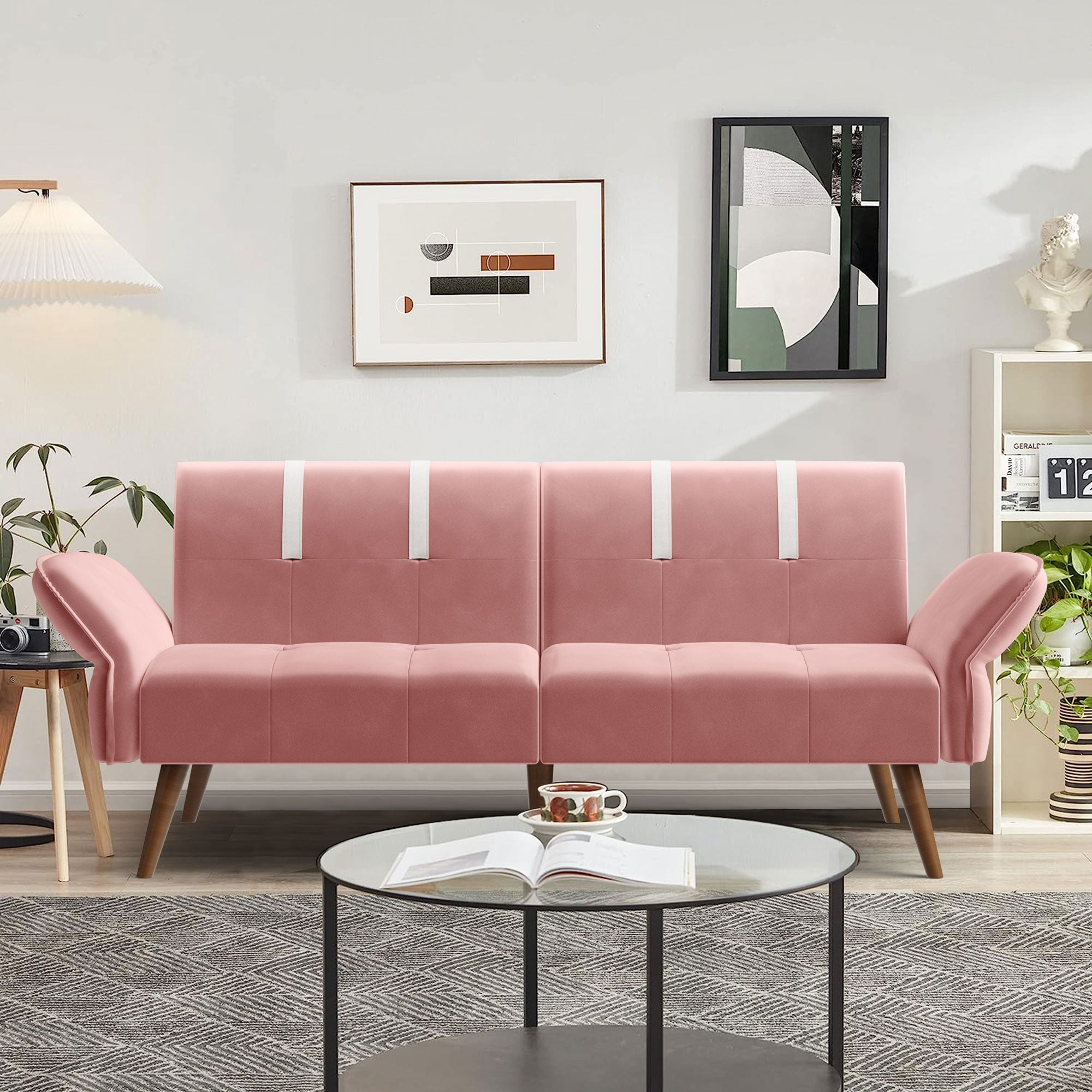 Walsunny Velvet Loveseat Sofa Couch Sofa cama for Apartments (7346697994416)