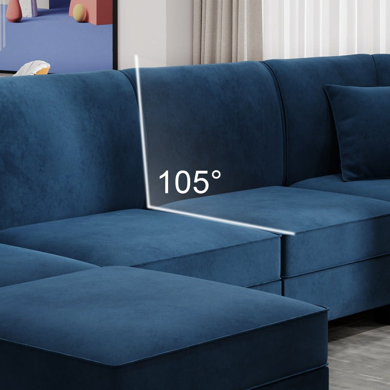 Walsunny Velvet 5 Pieces Modular Sectional Sofa L-Shaped Couch With Reversible Chaise (7223391125680)