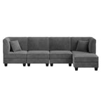 Walsunny 5 Pieces Modular L-Shaped Velvet Couch Sofa with Reversible Chaise (7223391125680)