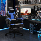 Gaming Chairs  Walsunny Gaming Chairs with Footrest, Massage Leather Game Chair for Adults Big and Tall Gamer Chair with Headrest and Lumbar Support with Ergonomic PU Leather  #color_blue