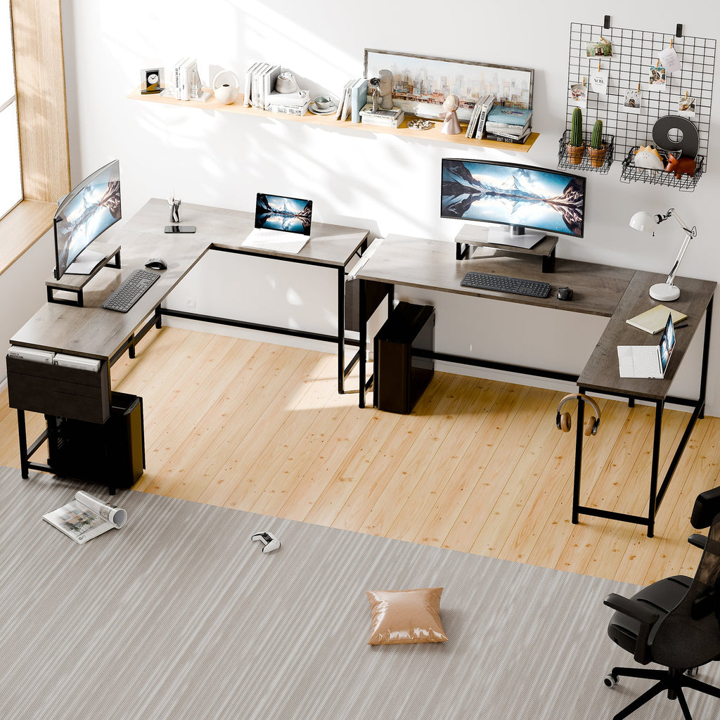 Walsunny 55 inch Home Office Desk with Storage Bag, Study Workstation Modern Simple Design, Student Writing Desk, Office Working Desk, Gray (7346039357616)