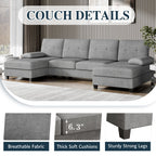 WALSUNNY 106'' Sectional Sofa Couches #color_light-grey