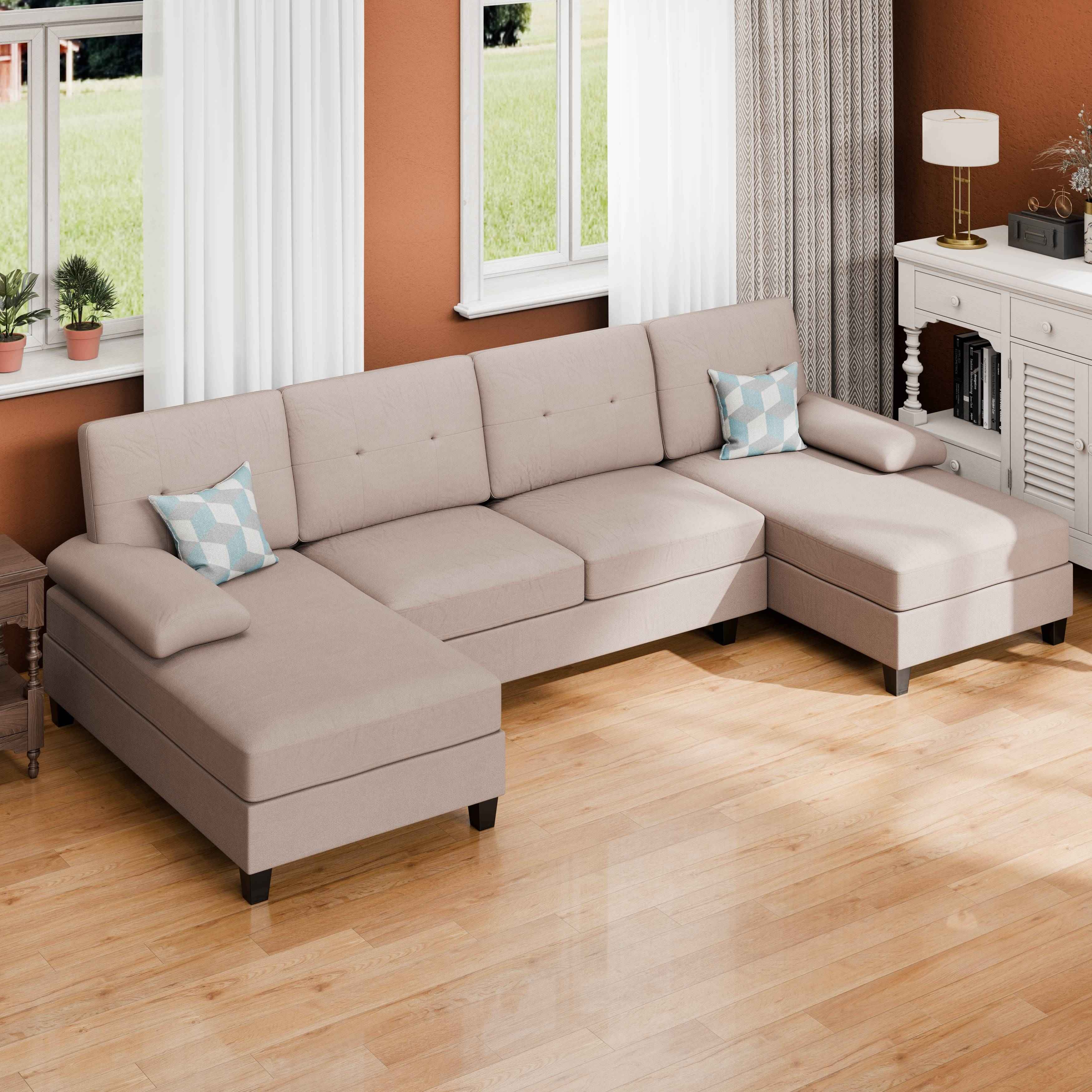 WALSUNNY 106'' Sectional Sofa Couches #color_cream