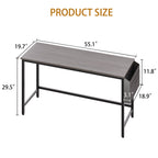Walsunny 55 inch Home Office Desk with Storage Bag, Study Workstation Modern Simple Design, Student Writing Desk, Office Working Desk, Gray (7346039357616)