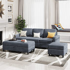 Walsunny Sectional Sofa With Long Storage Ottoman For Small Apartment#color_dark-grey (7136755155120)
