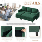 Walsunny Sectional Sofa With Long Storage Ottoman For Small Apartment#color_green