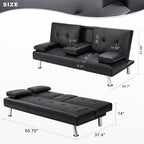 Walsunny livingroom Modern Convertible Sleeper Sofa Bed#color_black
