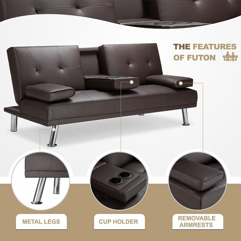 Convertible Sleeper Sofa Bed#color_brown