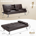 Convertible Sleeper Sofa Bed#color_brown