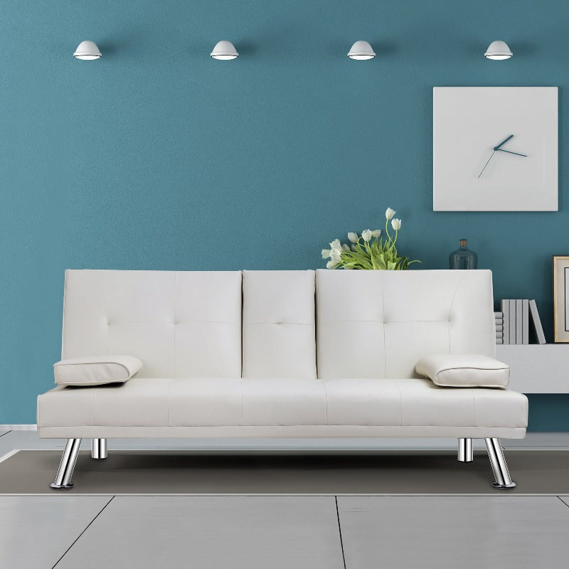 Walsunny Modern Convertible Sleeper Sofa Bed#color_white