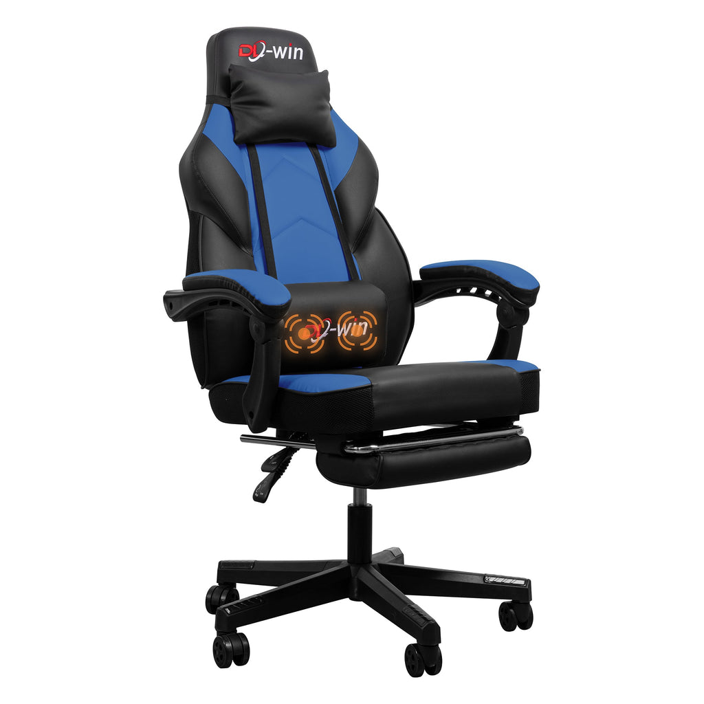Gaming Chairs  Walsunny Gaming Chairs with Footrest, Massage Leather Game Chair for Adults Big and Tall Gamer Chair with Headrest and Lumbar Support with Ergonomic PU Leather  #color_blue