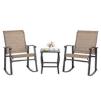Walsunny Patio Furniture 3 Pieces Textilene Outdoor Bistro Rocking Chair Set