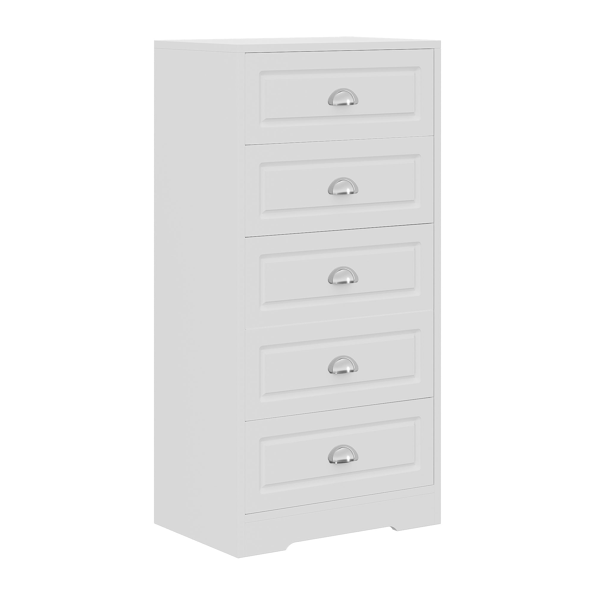 Walsunny 5 Drawer White Vertical Dresser Modern Storage Cabinet with Handle-Drawer Chest Wood Organizer for Living Room (7504209772720)