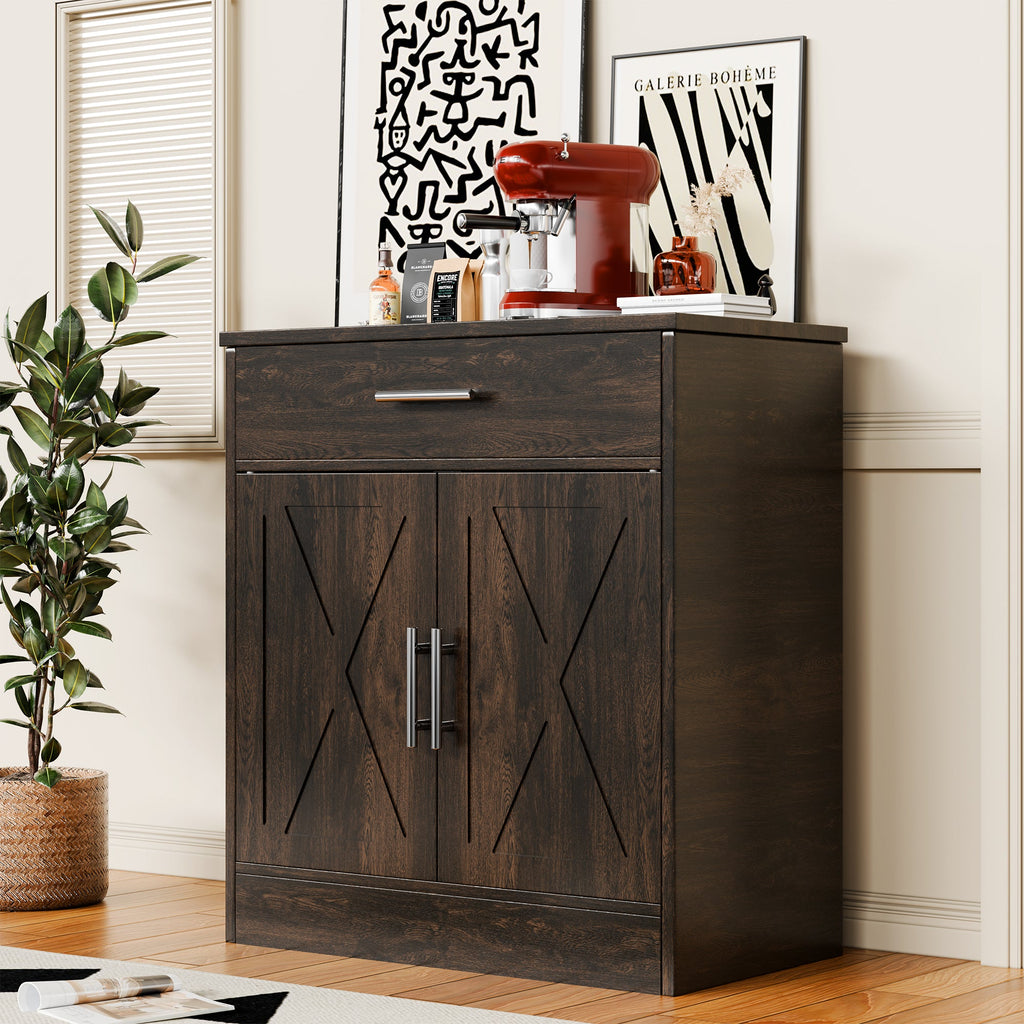 Walsunny Kitchen Buffet Sideboard Cabinet with Adjustable Shelf,Wooden Storage Cabinet with 2 Doors and 1 Drawers,Modern Farmhouse Coffee Bar Cabinet with Storage for Kitchen/Living Room,Grey (7610077905072)