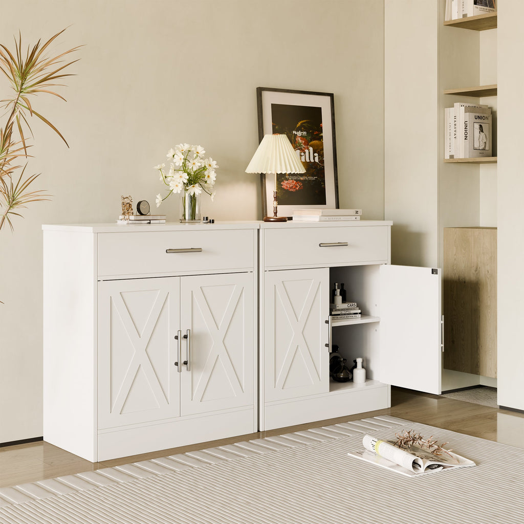 Walsunny Kitchen Buffet Sideboard Cabinet with Adjustable Shelf,Wooden Storage Cabinet with 2 Doors and 1 Drawers,Modern Farmhouse Coffee Bar Cabinet with Storage for Kitchen/Living Room,Grey (7610077905072)