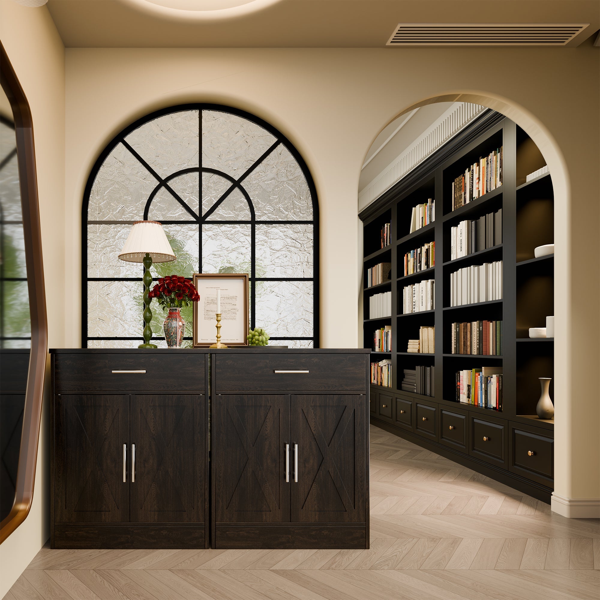 Walsunny Kitchen Buffet Sideboard Cabinet with Adjustable Shelf,Wooden Storage Cabinet with 2 Doors and 1 Drawers,Modern Farmhouse Coffee Bar Cabinet with Storage for Kitchen/Living Room,Grey (7610077905072)