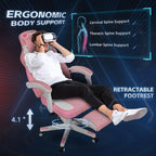 Gaming Chairs  Walsunny Gaming Chairs with Footrest, Massage Leather Game Chair for Adults Big and Tall Gamer Chair with Headrest and Lumbar Support with Ergonomic PU Leather   #color_pink