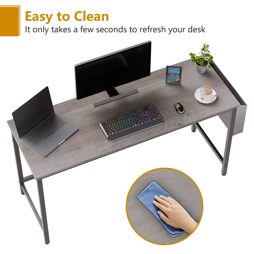 Walsunny 55 inch Home Office Desk with Storage Bag, Study Workstation Modern Simple Design, Student Writing Desk, Office Working Desk, Gray (7346039357616)