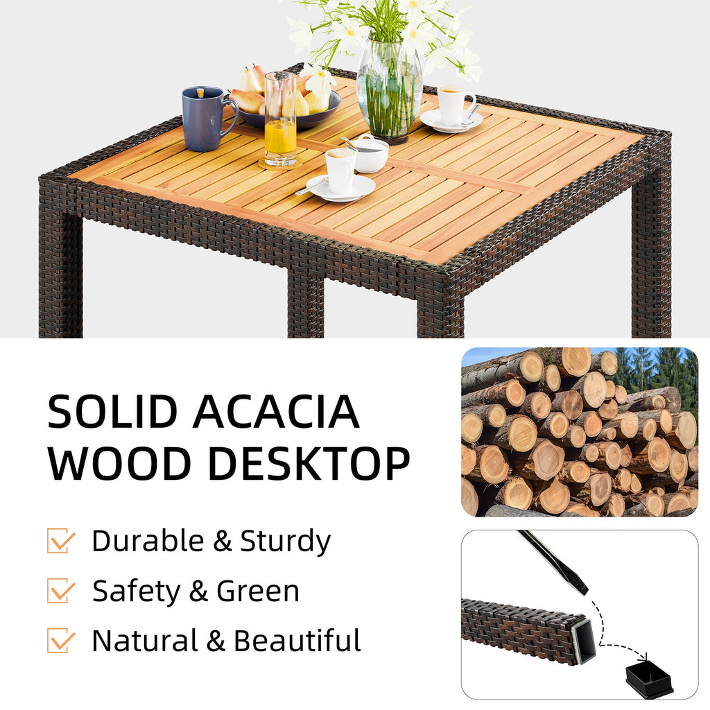 Walsunny 5 Pieces/ 7 Pieces Patio Dining Set, Square Wood Table (7047179927728)