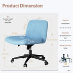Walsunny Cross Legged Office Chair Armless Wide Chair Cross Legged Office Chair Computer Chair #color_blue #foot_pulley-foot