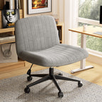Walsunny Cross Legged Office Chair Armless Wide Chair Cross Legged Office Chair Computer Chair #color_grey #foot_pulley-foot