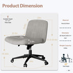 Walsunny Cross Legged Office Chair Armless Wide Chair Cross Legged Office Chair Computer Chair #color_grey #foot_pulley-foot