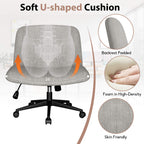 Walsunny Cross Legged Office Chair Armless Wide Chair Cross Legged Office Chair Computer Chair #color_grey #foot_pulley-foot